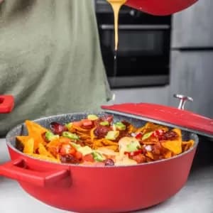 MasterClass Cast Aluminium 28cm Shallow Casserole Dish, 4L Red