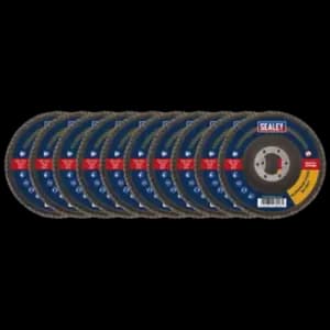 Sealey 80Grit Flap Discs Aluminium Oxide 115mm 22mm Bore - Pack of 10 - FD11580E