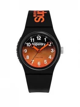 Superdry Urban Laser Orange/Black Graduated Dial Black Silicone Strap Unisex Watch, One Colour, Men