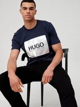 HUGO Dolive Metallic Logo T-Shirt - Dark Blue, Dark Blue Size XL Men