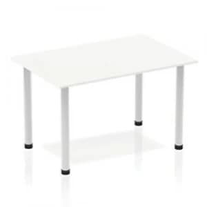 Impulse Straight Table 1200 White Post Leg Silver