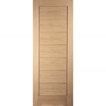 Horizontal 7 Panel White Oak Veneer Internal Fire Door - 726mm Wide