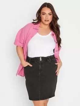 Yours Elasticated Waist Skirt Washed Black, Size 14, Women