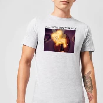Disney Tinkerbell Follow Me To Neverland Mens T-Shirt - Grey - XS - Grey
