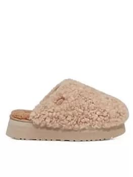 UGG Maxi Curly Platform Slippers - Sand, Size 5, Women
