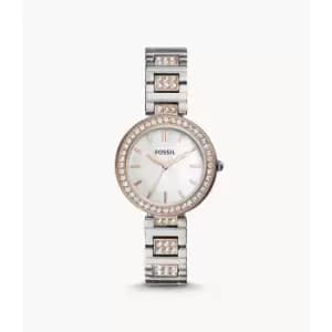 Fossil Womens Karli Three-Hand Two-Tone Stainless Steel Watch - 2T Silver/Rose