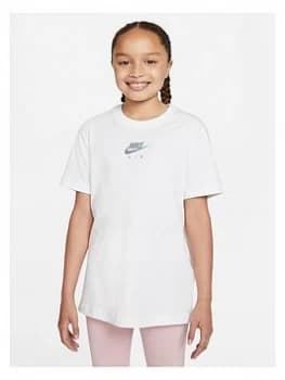 Nike Air Girls NSW Boyfriend Short Sleeve T-Shirt - White, Size L, Women