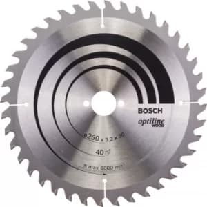 Bosch Optiline Wood Cutting Table Saw Blade 250mm 40T 30mm