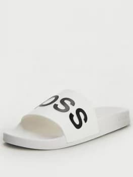 Hugo Boss Bay Slides White/Black Size 10 Men