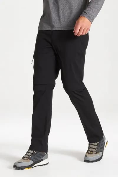 Craghoppers Recycled Stretch 'Kiwi Pro II' Convertible Hiking Trousers Black