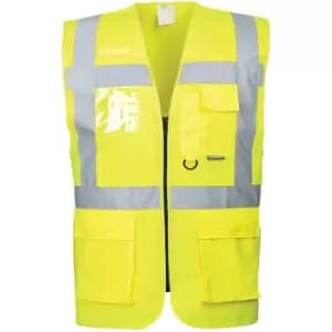 Portwest S476 Yellow Sz 7XL Hi-Vis Vest Berlin Executive Pockets Reflective
