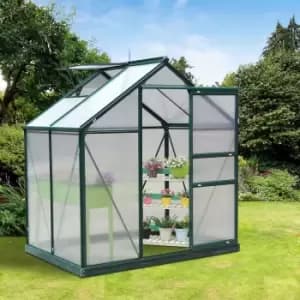 Alfresco 6 x 4ft Walk-In Polycarbonate Greenhouse, Green