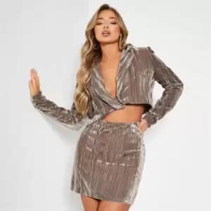 I Saw It First Textured Velvet Mini Skirt - Brown