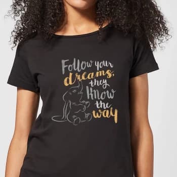 Dumbo Follow Your Dreams Womens T-Shirt - Black - S