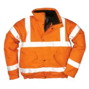 Portwest Mens Hi-Vis Safety Workwear Bomber Jacket GO/RT (L) (Orange)