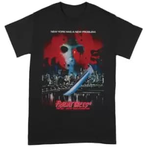 Friday The 13th Unisex Adult Jason Takes Manhattan T-Shirt (M) (Black/Red/Blue)