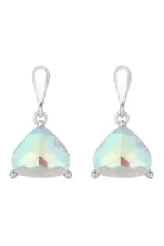 Rhodium Plated Aurora Borealis Open Stone And Polished Earrings