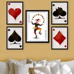 SET_065 Multicolor Decorative Framed Painting (5 Pieces)