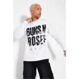 I Saw It First White Mens Guns And Roses Long Sleeve T-Shirt - White