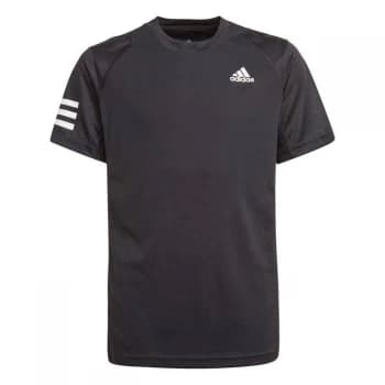 adidas Basic Club 3 Stripe T Shirt - Black/White