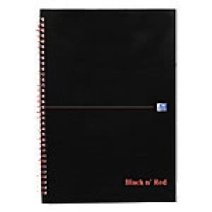 OXFORD Black n' Red Wirebound Hardback Notebook Ruled A5 140 Pages