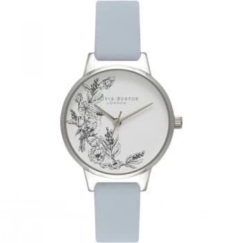 Woodland Animals Silver & Chalk Blue Watch