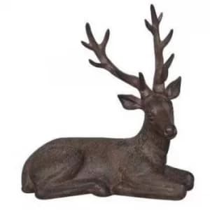 Sitting Stag Ornament Brown 34.5cm