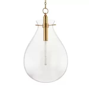 Ivy 1 Light Large Pendant Brass, Glass