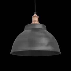 Industville Brooklyn Dome Pendant - 13" - Pewter Dome Copper Holder / Copper