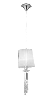 Tiffany Ceiling Pendant 1+1 Light E27+G9, Polished Chrome with White Shade & Clear Crystal