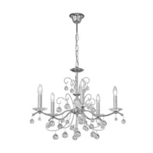 Carmen Classic Crystal 5 Arm Chandelier Polished Chrome, 5x E14