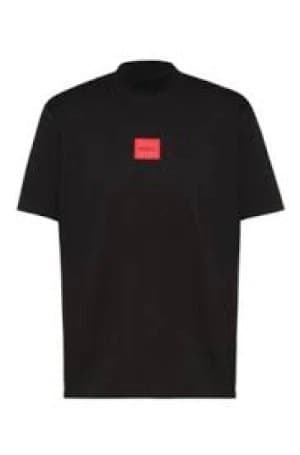 Hugo Boss Regular Fit Red Logo High Collar T-Shirt Black Size 2XL Men