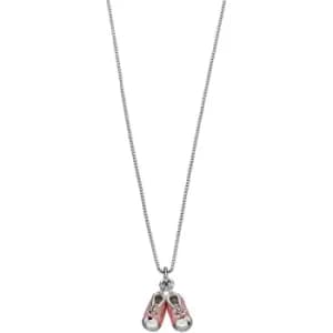 Childrens D For Diamond Sterling Silver Pink Bootie Necklace