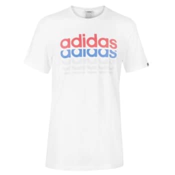 adidas Repeat Linear T Shirt Mens - White