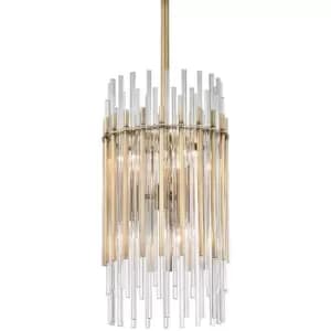 Wallis 6 Light Pendant Brass, Glass
