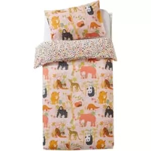 Little Furn Childrens/Kids Endangered Safari Duvet Cover Set (Double) (Pink) - Pink