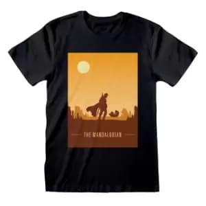 Star Wars: The Mandalorian Unisex Adult Poster T-Shirt (L) (Black)