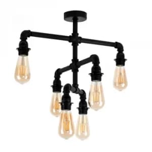 Luiggi Steampunk 6 Way 3 Tier Ceiling Light in Black