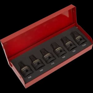 Sealey 6 Piece 1/2" Drive Impact Torx Socket Bit Set 1/2"