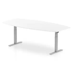 High Gloss 2400mm Writable Boardroom Table White Top Silver Height Adjustable Leg