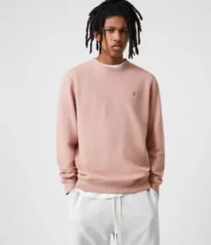 AllSaints Mens Raven Crew Sweatshirt, Balsastone Pink, Size: L