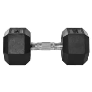 Homcom 15Kg Single Rubber Hex Dumbbell Portable Hand Weights Home Gym