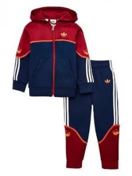 Adidas Originals Childrens Outline Full Zip Hoodie Tracksuit - Burgundy