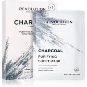 Revolution Skincare Purifying Charcoal sheet mask set For Oily And Problematic Skin 5 pc
