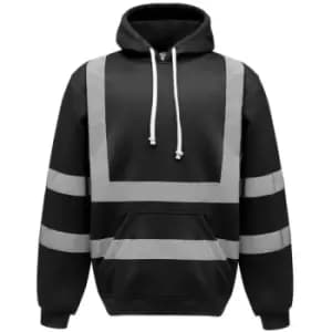Yoko Mens Hi Vis Reflective Hoodie (L) (Black) - Black