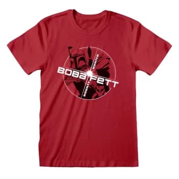 Star Wars - Boba Circle Star Unisex Large T-Shirt - Red