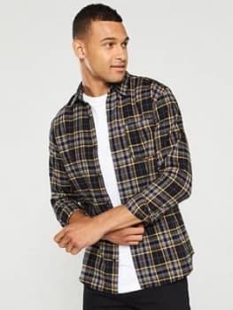 Jack & Jones Brook Long Sleeved Shirt - Navy Blazer/Yellow