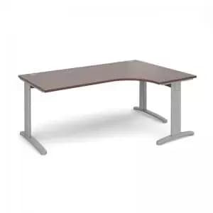 TR10 deluxe right hand ergonomic desk 1800mm - silver frame and walnut