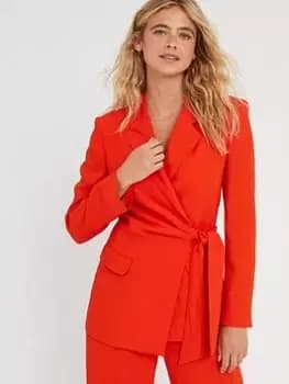 BOSS Jawana Tailored Tie Waist Blazer - Orange, Size 40, Women