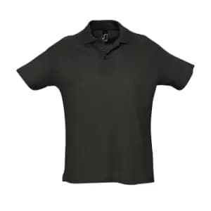 SOLS Mens Summer II Pique Short Sleeve Polo Shirt (XS) (Black)